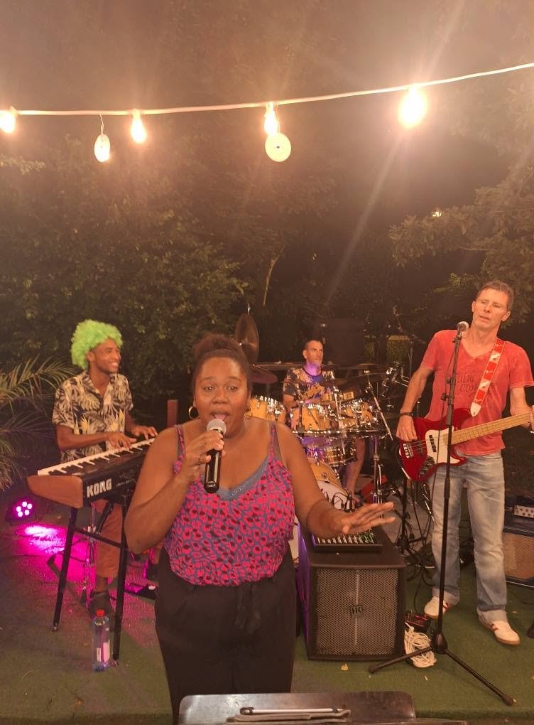 Chanteuse et musiciens en concert chez PIRATES
